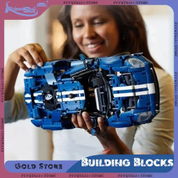 Технический MOC 42154 GT, спортивный автомобиль, строительные блоки, масштаб 1:12, сборка гоночного автомобиля, модель, кирпичи, игрушки для детей, взрослых, подарки