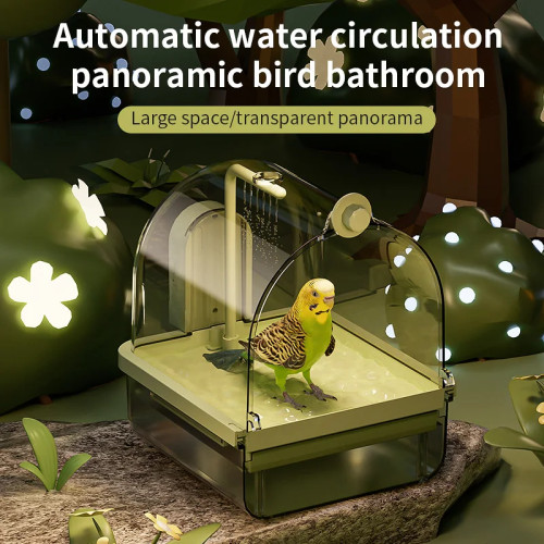 Прозрачная подвесная ванна для птиц, автоматическая ванна с циркуляцией воды, душ для птиц, легко чистится, экономия места, дизайн, аксессуар для клетки для птиц