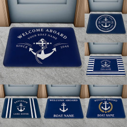 Добро пожаловать Aboaro Your Boat Name Since Floor Mat Персонализированный морской ковер Дверной коврик Входной ковер для ванной комнаты Добро пожаловать Коврик