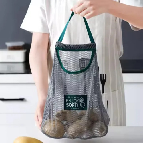 Портативная сетчатая сумка для хранения продуктов питания для лука, чеснока, картофеля, прочный кухонный органайзер, многоразовая дышащая сумка для хранения овощей