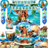 Принадлежности для дня рождения Moana, 85 предметов украшений и набор посуды-тарелки Moana и салфетки, чашки, скатерть, баннер, фон и т. д.