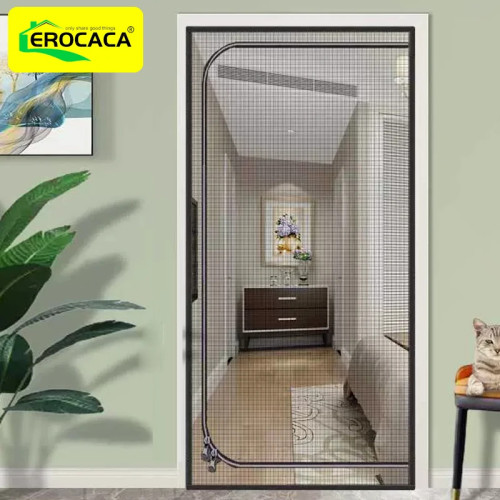 Черная усиленная дверь EROCACA для кошек, Детские ворота, утолщенная сетчатая дверь для домашних животных с молнией для гостиной, спальни