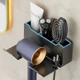 Настенный держатель для фена для полки для ванной комнаты Dyson без сверления, пластиковая подставка для фена, органайзер для ванной комнаты