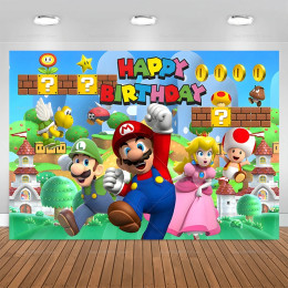Super Marios Bros вечерние фон украшения для мальчиков вызов игры день рождения баннер плакат детский душ фотостудия фон реквизит