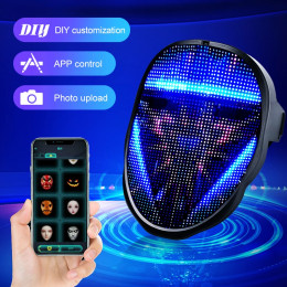 Светодиодная светящаяся маска с распознаванием жестов RGB, полноцветная переменная маска для лица, сделай сам, фото, анимированная редактирующая маска, подарок на Хэллоуин для вечеринки, рейв