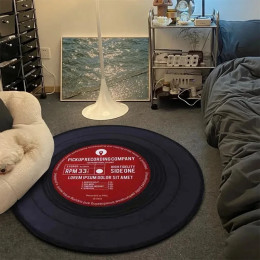 Ковер VIKAMA Record Music Cd, круглый игровой стул, напольный коврик, украшенный для гостиной, гостиной, нескользящий ковер большой площади