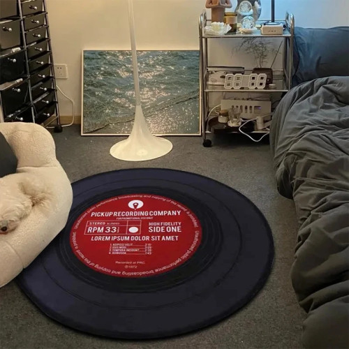 Ковер VIKAMA Record Music Cd, круглый игровой стул, напольный коврик, украшенный для гостиной, гостиной, нескользящий ковер большой площади