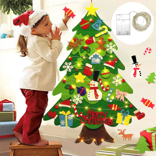 Рождественская елка из фетра «сделай сам», рождественские украшения для дома Navidad 2022, новогодние рождественские украшения, Санта-Клаус, рождественские подарки для детей