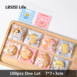 LBSISI Life,7x7 + 3 см, маленькая пластиковая искусственная кожа, пакет для печенья конфет, для сладкой нуги, свадьбы, самоклеящийся пакет, ювелирный подарок поли, 100