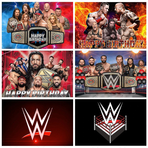 Борцовский триатлон WWE тематический фон для фанатов, украшение для вечеринки в честь дня рождения, баннер, постер с золотым поясом, реквизит для фотосессии, подарки