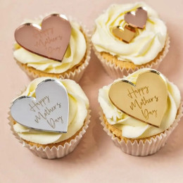 Золотое сердце Happy Mothers Day Кекс Диски Этикетка для торта Подарочные бирки День матери Топперы для торта Любовь Круглый десерт Украшения для торта