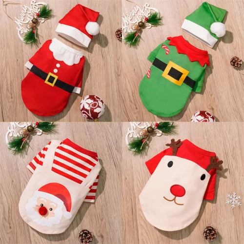 Рождественский костюм для домашнего животного, Рождественский костюм эльфа, собаки, одежда, забавный костюм для косплея, щенка, кошки, Рождественский костюм, зимняя толстовка, пальто для собак