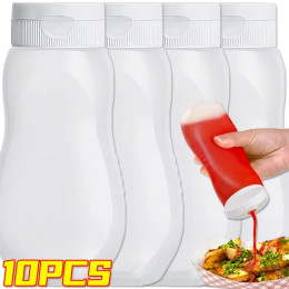 1/10PCS Sauces Squeeze Bottles with Lids PE Thickened Ketchup Salad Dressing Dispenser Liquid Storage Container for Kitchen Camp