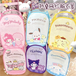 Sanrio милая сетка складная большая вместительная корзина для грязной одежды Kuromi Melody булочка с корицей домашняя корзина для белья в общежитии Kawaii