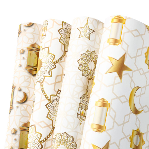 4/8/12pcs Eid Mubarak Gift Wrapping Paper Ramadan Decor 2025 Eid Wrapping Paper Ramadan Kareem Islamic Muslim Party Eid Al Adha
