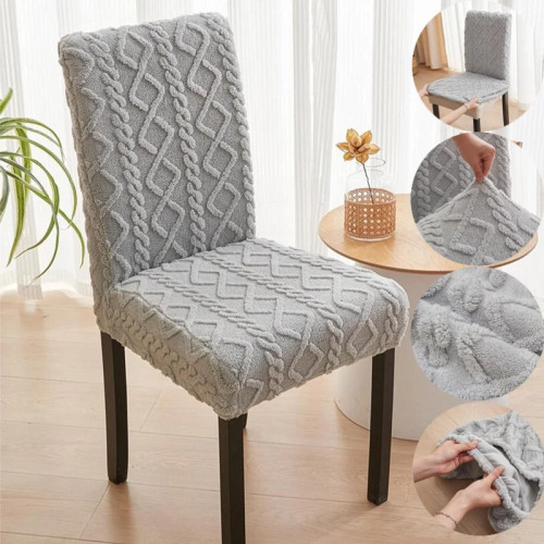Утолщенные плюшевые чехлы на обеденный стул, жаккардовые эластичные чехлы на сиденья, мягкие теплые чехлы на стулья для кухни, гостиной, свадьбы