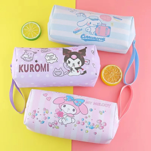 Sanrio пенал Cinnamoroll Hello Kitty Kuromi Melody канцелярская сумка из искусственной кожи водонепроницаемая сумка для карандашей студенческий карандаш канцелярские принадлежности