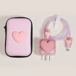 3D Love Heart для iPhone 20 Вт, защитная коробка для хранения кабеля для быстрой зарядки, сумка-органайзер для кабеля с застежкой-молнией, дорожная сумка для хранения