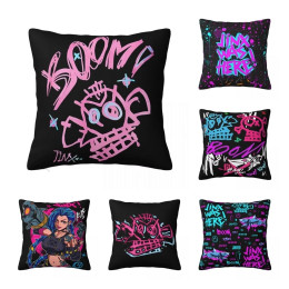 Boom Jinx Arcane Square Pillow Cases League Battle Game Legends Cushion Cover Polyester Decorative Pillowcase for Car 45*45cm
