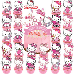 25 шт., топпер для торта «Hello Kitty», топперы для кексов, украшения на день рождения «Hello Kitty», товары для вечеринок на тему Hello Kitty», Birt Hello Kitty
