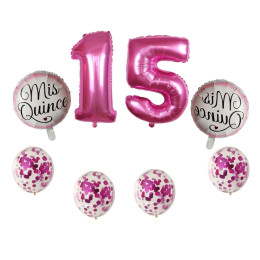 День рождения мой пятнадцати 15 лет День Рождения Вечеринка шары-цифры 15 baloon испанская девушка розовый надпись на день рождения baloon