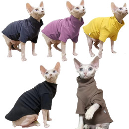 Модная теплая флисовая водолазка Sphynx для домашних животных пуловеры осень-зима свитер для кошек однотонные цвета одежда для котят наряды