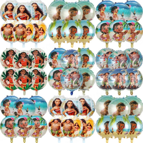 6 шт., воздушные шары для вечеринки Disney Moana, 18 дюймов, набор воздушных шаров из фольги, украшения для детского душа, дня рождения, детские игрушки, подарки