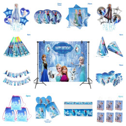 Disney Frozen Анна Эльза Олаф украшения для дня рождения принцесса тематический набор воздушных шаров одноразовая посуда баннер коробка конфет замороженное сердце