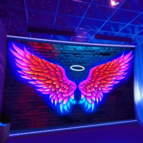 Blacklight Крылья Ангела Гобелен УФ Реактивный Неоновый Эстетический Настенный Гобелен Художественное Украшение Дома Для Спальни Гостиной