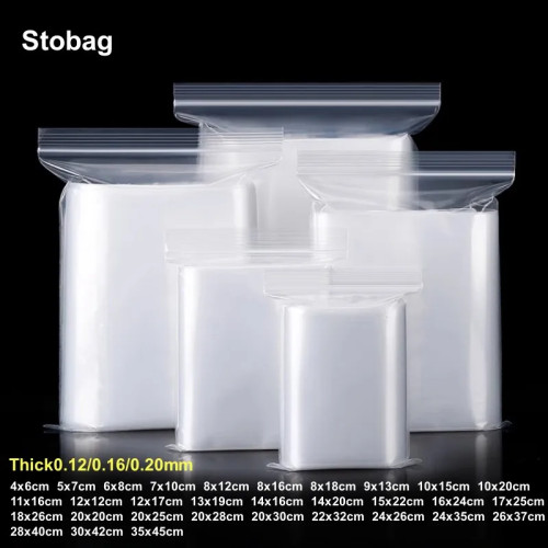 StoBag 50/100 шт. полиэтиленовые прозрачные пластиковые пакеты на молнии толстые самозапечатывающиеся прозрачные пакеты для упаковки пищевых продуктов водонепроницаемые многоразовые