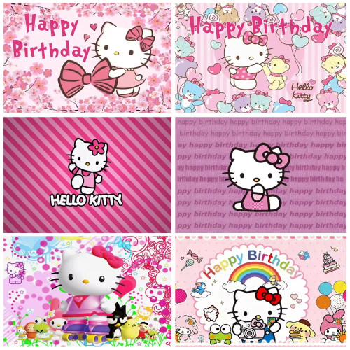 Фон для фотосъемки вечеринки «Hello Kitty», детский фон для дня рождения для девочек, украшение, баннер, фон для детского душа, подарок для ребенка