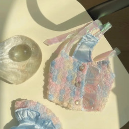 Красочное платье на бретельках с мальтийской розой, плюшевое дышащее платье, жилет принцессы с фризером, модная юбка для собаки