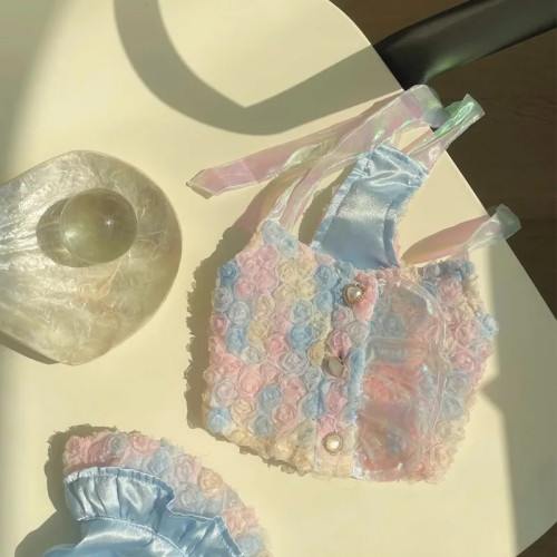 Красочное платье на бретельках с мальтийской розой, плюшевое дышащее платье, жилет принцессы с фризером, модная юбка для собаки