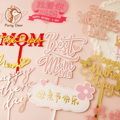10 шт. Лучшая Мама День матери фотография торт Топпер Розовый Красный Love You Mum акриловый торт Топпер для мамы день Рождения фотография торта Декор подарок