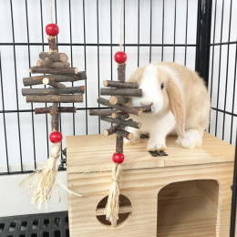 1 шт., жевательная игрушка из натурального яблочного дерева, подвесная веревка для маленьких домашних животных, хомяков, кроликов, птиц, попугаев, морских свинок для подвешивания в клетках
