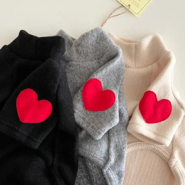 Осенне-зимний плюшевый свитер Love для домашних животных, собак, кошек, однотонное базовое пальто, утолщенная теплая одежда для маленьких собак, йоркшира, одежда для щенков
