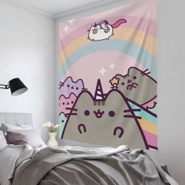 Мультфильм P-Pusheen милый кот красочный гобелен декор комнаты настенная ткань вечерние подвесной фон декор комнаты детская комната