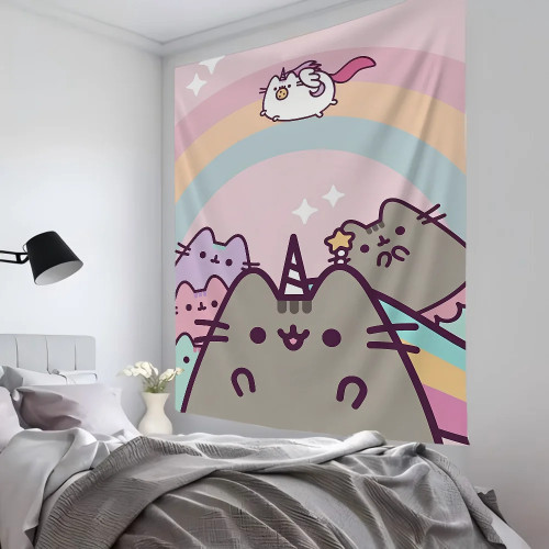 Мультфильм P-Pusheen милый кот красочный гобелен декор комнаты настенная ткань вечерние подвесной фон декор комнаты детская комната