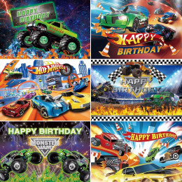 Фон для тематической вечеринки гоночного автомобиля Hot Wheels Wild Racer Boy на первый день рождения, индивидуальный фон для фотосъемки, принадлежности для декора фотобудки
