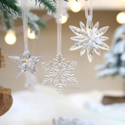 3 шт., рождественские прозрачные снежинки, подвеска, елочные украшения, рождественские украшения для дома, Рождество, Navidad, Новый год