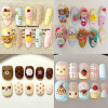 10 шт. Kawaii 3D мультфильм квадратный короткий круглый миндаль полное покрытие ногтей милый медведь кремовый стиль клубника торт лук ногти вечерние наклейки