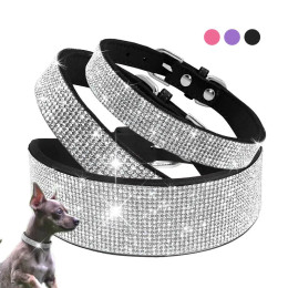 Bling Rhinestone ошейники для собак и кошек, кожаные ошейники для щенков и котят, поводок для прогулок, поводок для маленьких и средних собак, кошек, чихуахуа, мопсов, йорков