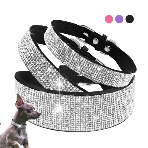 Bling Rhinestone ошейники для собак и кошек, кожаные ошейники для щенков и котят, поводок для прогулок, поводок для маленьких и средних собак, кошек, чихуахуа, мопсов, йорков