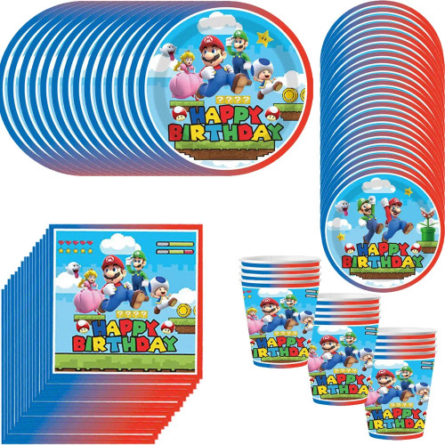 Новые воздушные шары на день рождения Mario Bros, одноразовый набор для посудомоечной машины, подарочная сумка, украшения для торта, товары для дня рождения Супер Марио