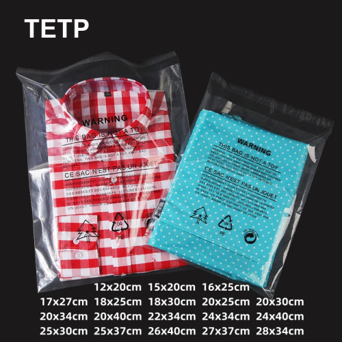 TETP 100 шт. прозрачные самоклеящиеся пакеты с предупреждающим словом для футболок, брюк, упаковки для банных полотенец, сумка для домашнего хранения