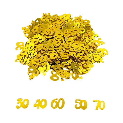 500 шт. блестящие золотые конфетти 30, 40, 50, 60, 70 для дня рождения, юбилея, украшение для пола, товары для дня рождения для взрослых
