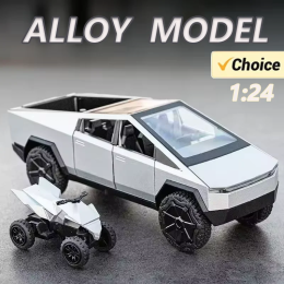 1:24 Cybertruck, модель автомобиля из металлического сплава, пикап, высокая имитация литья под давлением автомобиля, сделай сам, украшение, коллекция дисплеев, игрушки для мальчиков, подарок