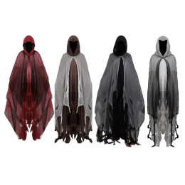 Хэллоуин Призрак Dementors Косплей Костюм Готический Ужас Зомби Пошарпанные Накидки с Капюшоном День Мертвых Вечеринка Костюм Ужаса Реквизит