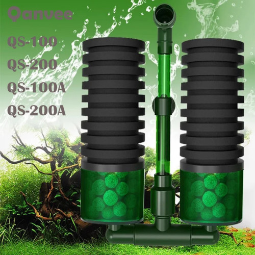 Губчатый фильтр для воды Qanvee QS200, средство для фильтрации аквариума, креветок, растений, воздушный насос, кислородные аксессуары, пенопластовый фильтр