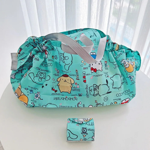 Sanrio Hello Kitty мультяшная сумка для покупок, портативная складная тканевая сумка-аккордеон со складками, подходит для супермаркетов, покупок, путешествий